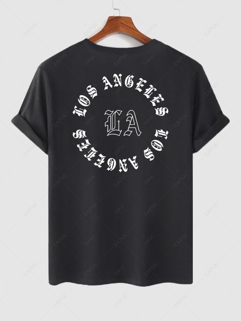 Men's LOS ANGELES LA Letter Graphic Printed Short Sleeves T-shirt