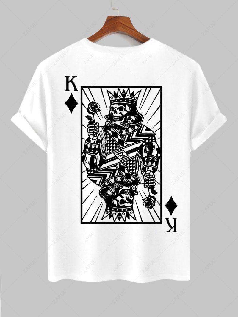 Men's K Playing Card Graphic Printed Short Sleeves T-shirt Kosyway