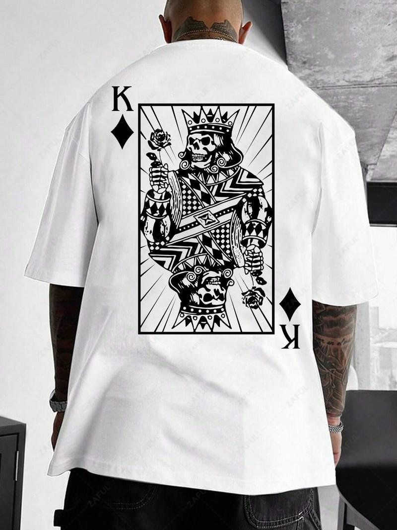 Men's K Playing Card Graphic Printed Short Sleeves T-shirt Kosyway