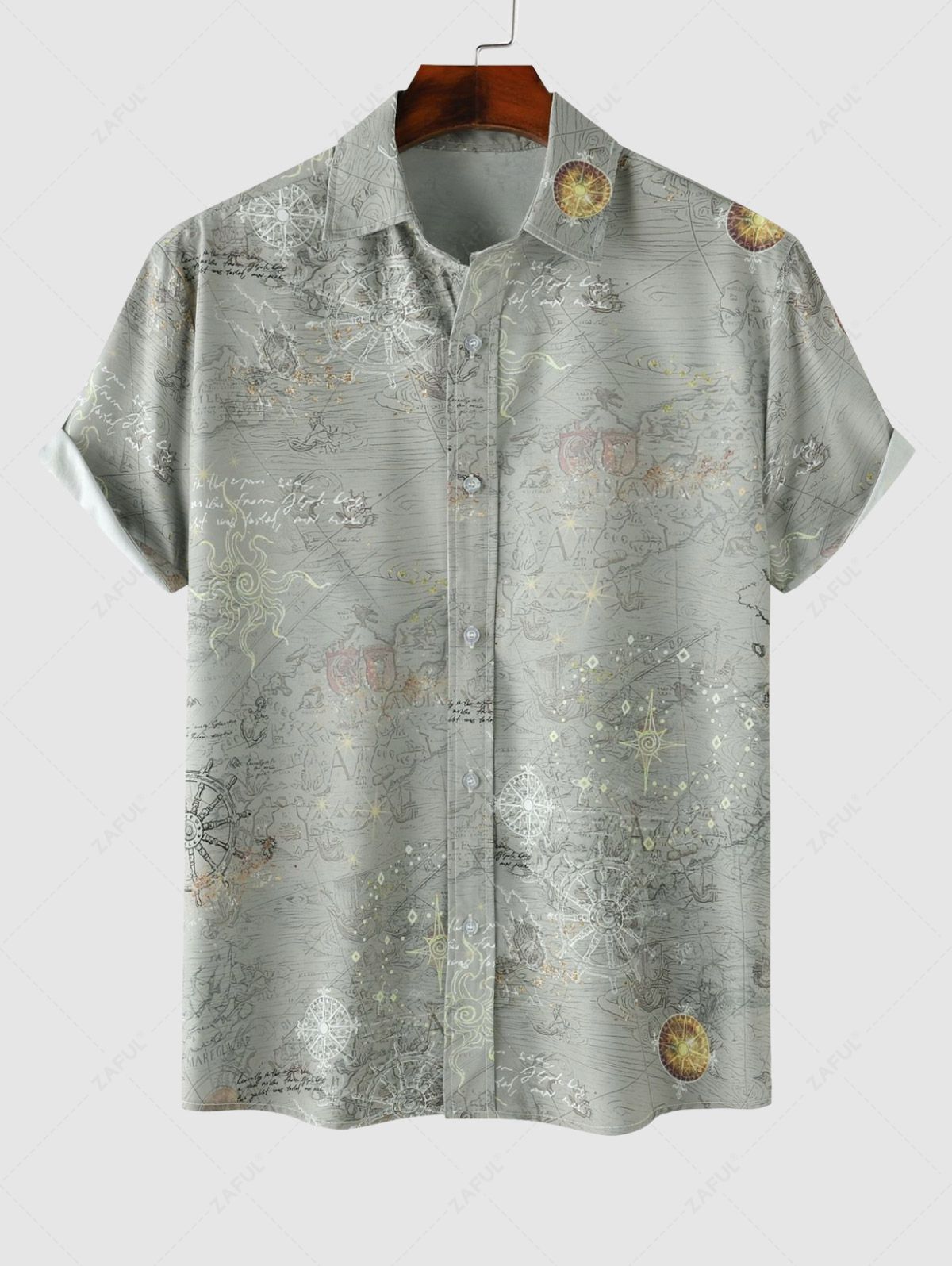 Men's Printed Button Up Short Sleeves Vacation Casual Shirt Kosyway