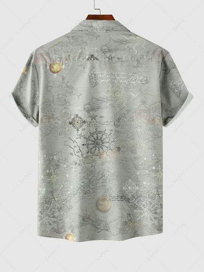 Men's Printed Button Up Short Sleeves Vacation Casual Shirt Kosyway