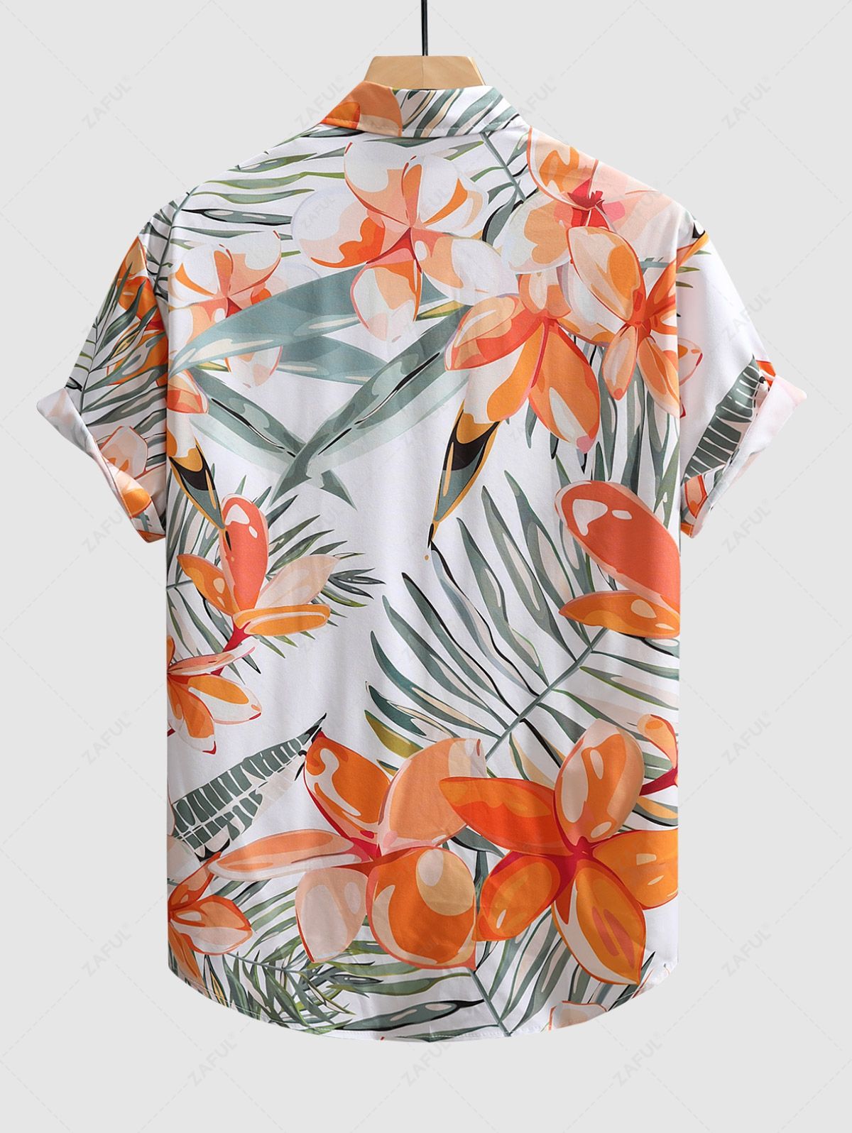 Men's Floral Plant Leaves Printed Vacation Short Sleeves Shirt