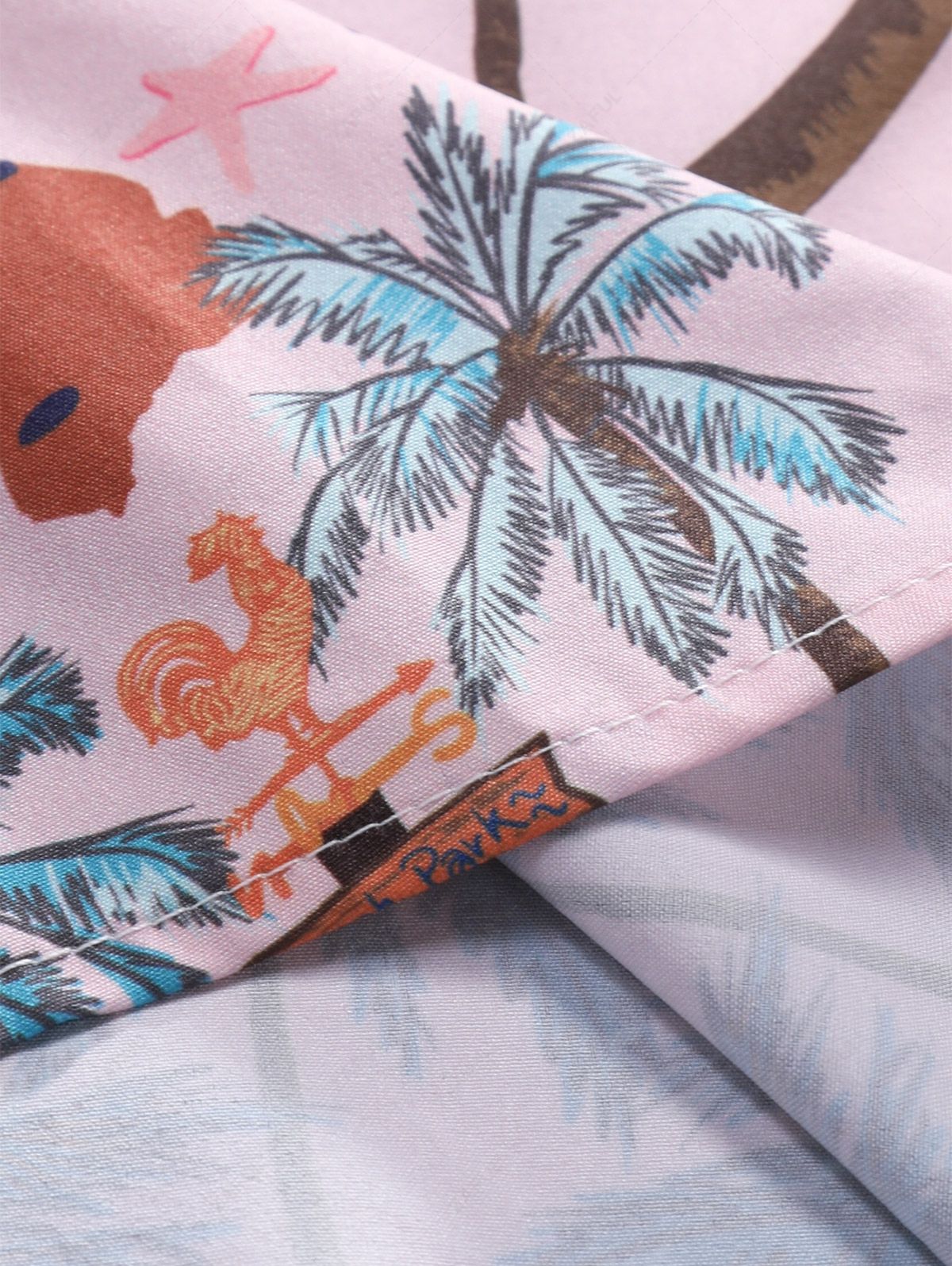 Men's Sun Seaside Palm Tree Pineapple Printed Vacation Short Sleeves Shirt