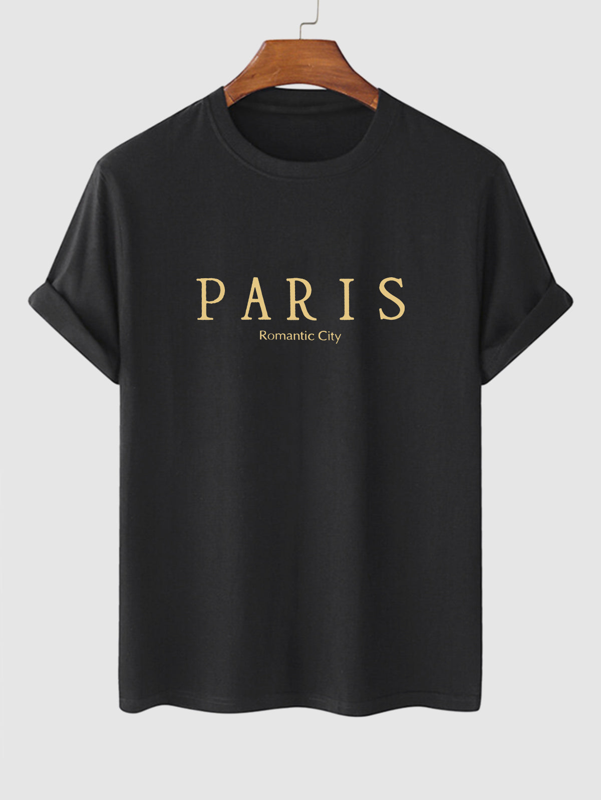 Men's PARIS Letter Graphic Printed Short Sleeves T-shirt Kosyway