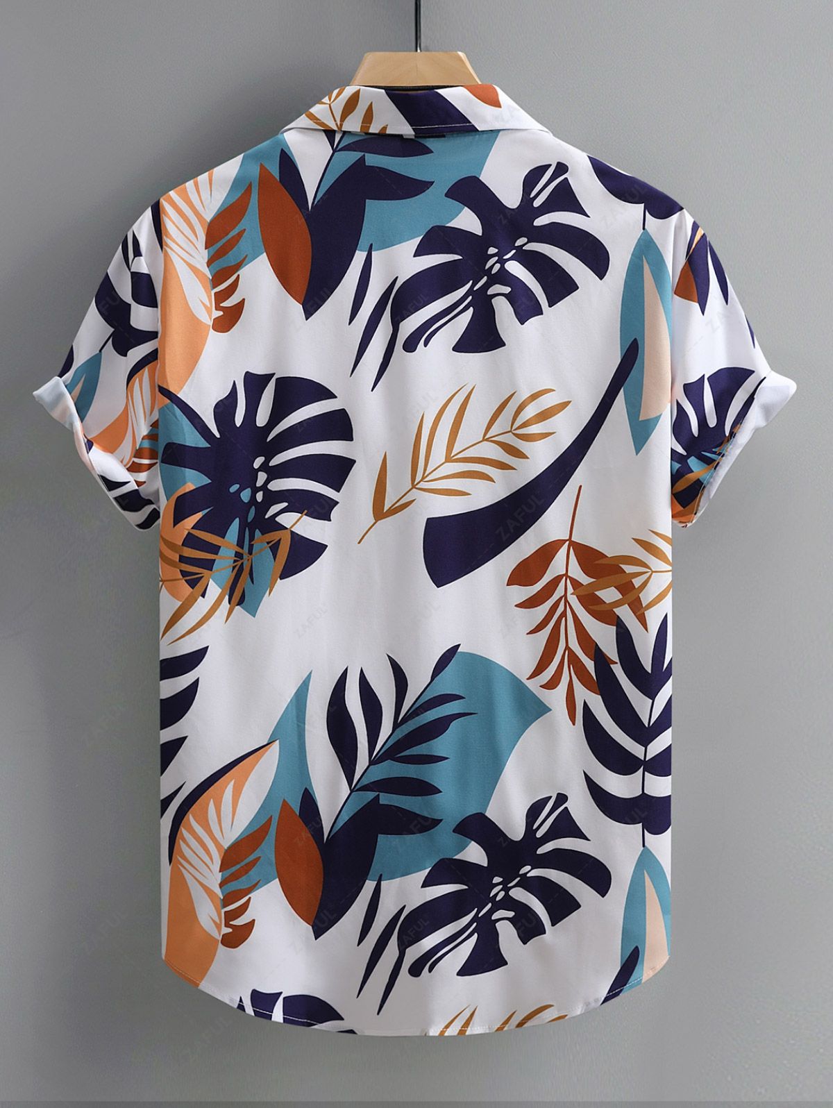 Men's Plant Leaves Printed Vacation Short Sleeves Shirt