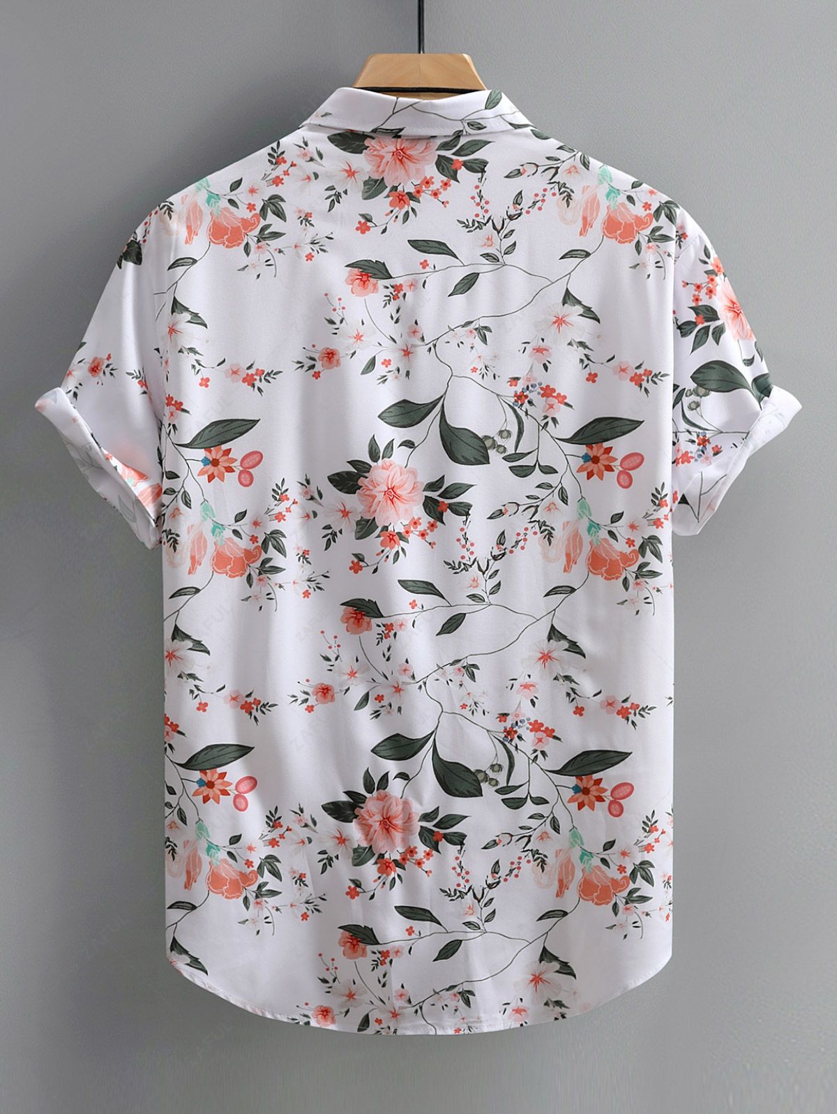 Men's Floral Leaves Printed Vacation Short Sleeves Shirt Kosyway