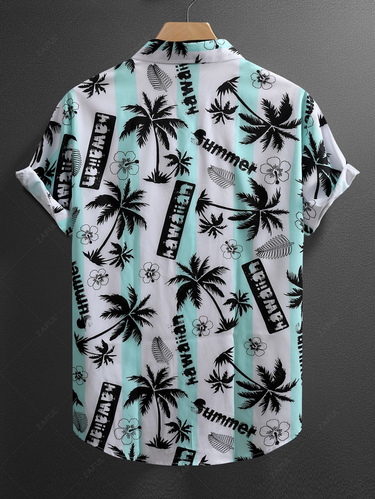 Men's Palm Tree Plant Leaves Floral Letter Printed Casual Vacation Short Sleeves Shirt