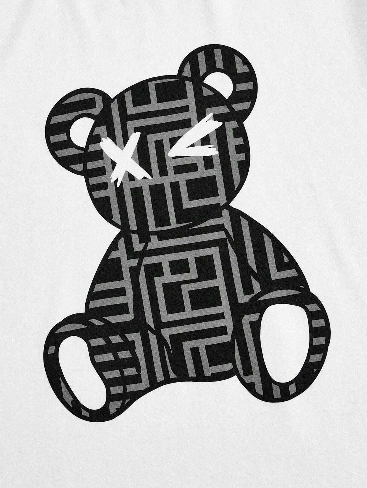 Men's Geometric Cross Bear Printed Short Sleeves T-shirt Kosyway