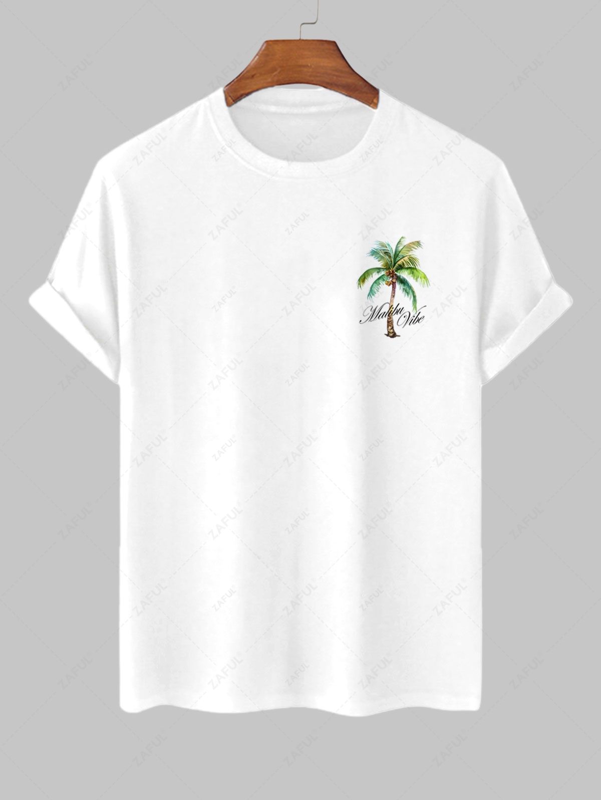 Men's Coconut Tree Sunrise California Letter Printed Short Sleeves T-shirt