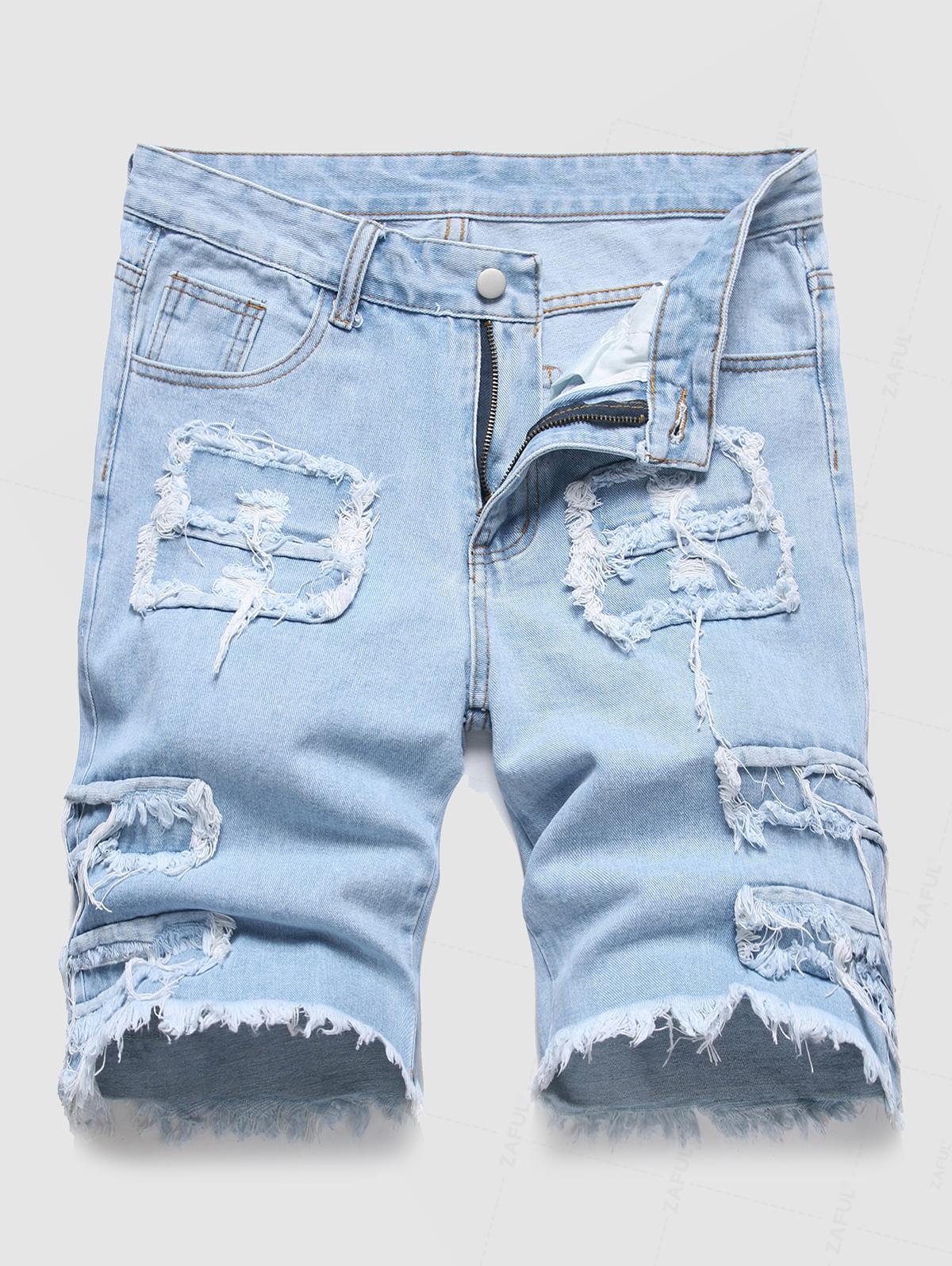 Men's Destoryed Ripped Distressed Frayed Denim Shorts