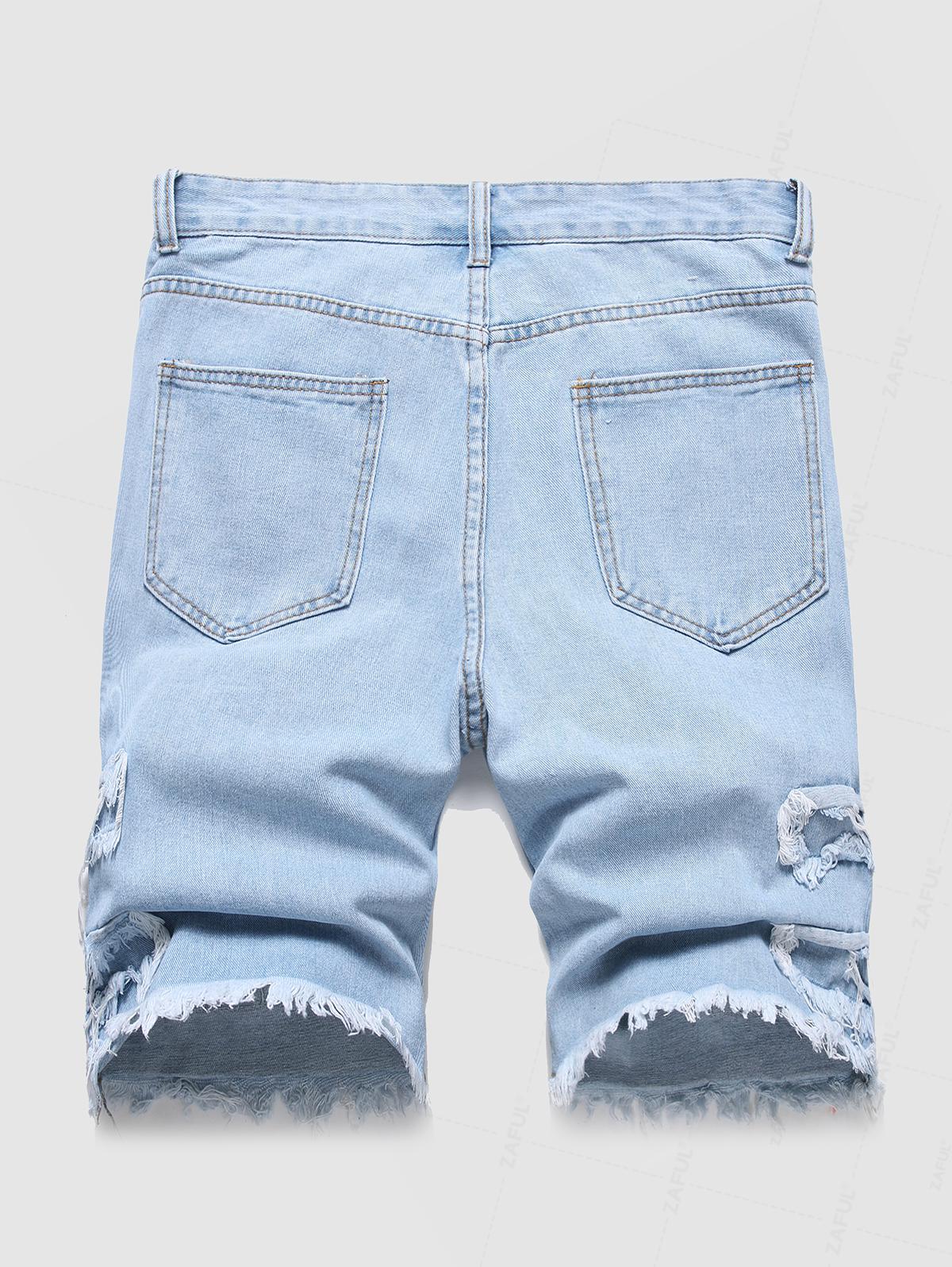 Men's Destoryed Ripped Distressed Frayed Denim Shorts