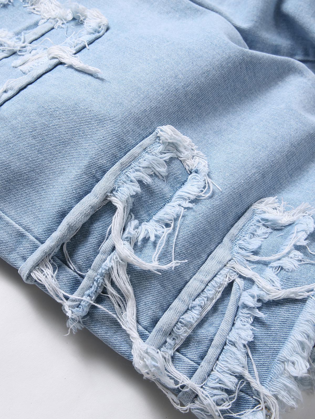 Men's Destoryed Ripped Distressed Frayed Denim Shorts