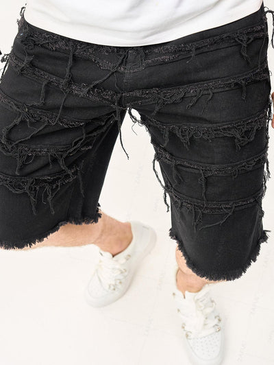 Men's Ripped Frayed Raw Hem Denim Shorts Kosyway