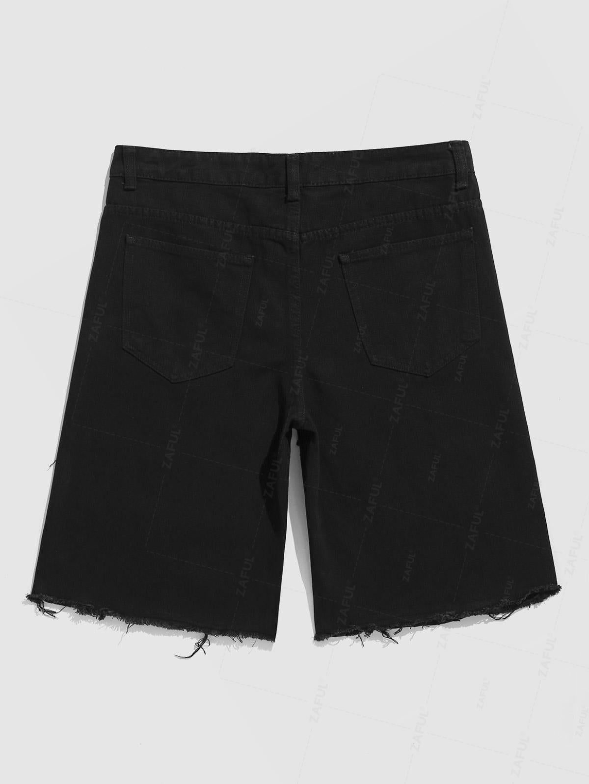 Men's Ripped Frayed Raw Hem Denim Shorts Kosyway