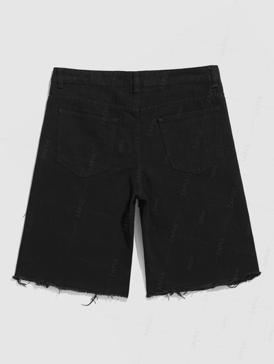 Men's Ripped Frayed Raw Hem Denim Shorts