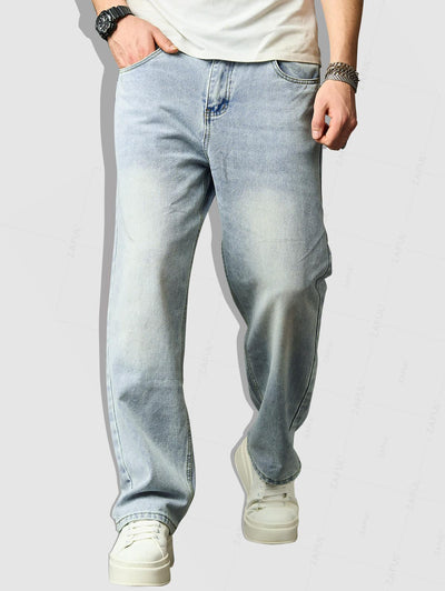 Men's Minimalist Basic Zipper Fly Straight Jeans