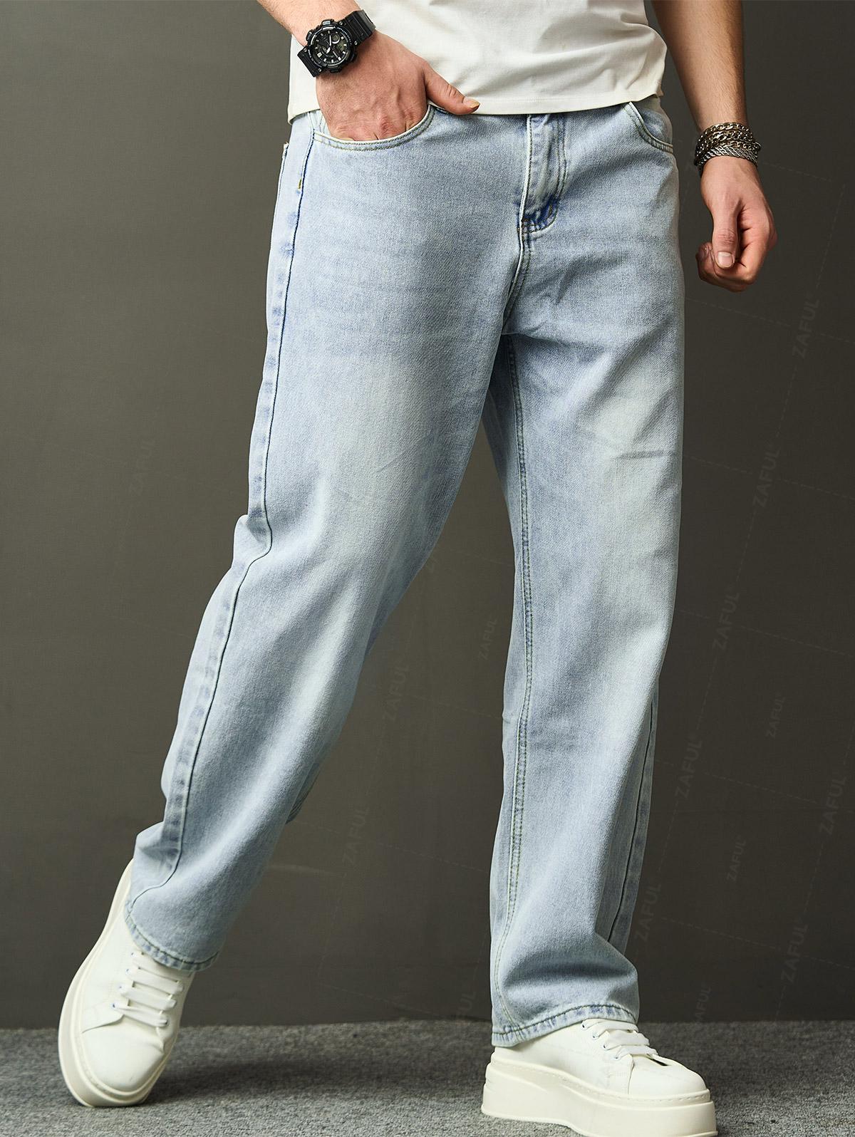 Men's Minimalist Basic Zipper Fly Straight Jeans