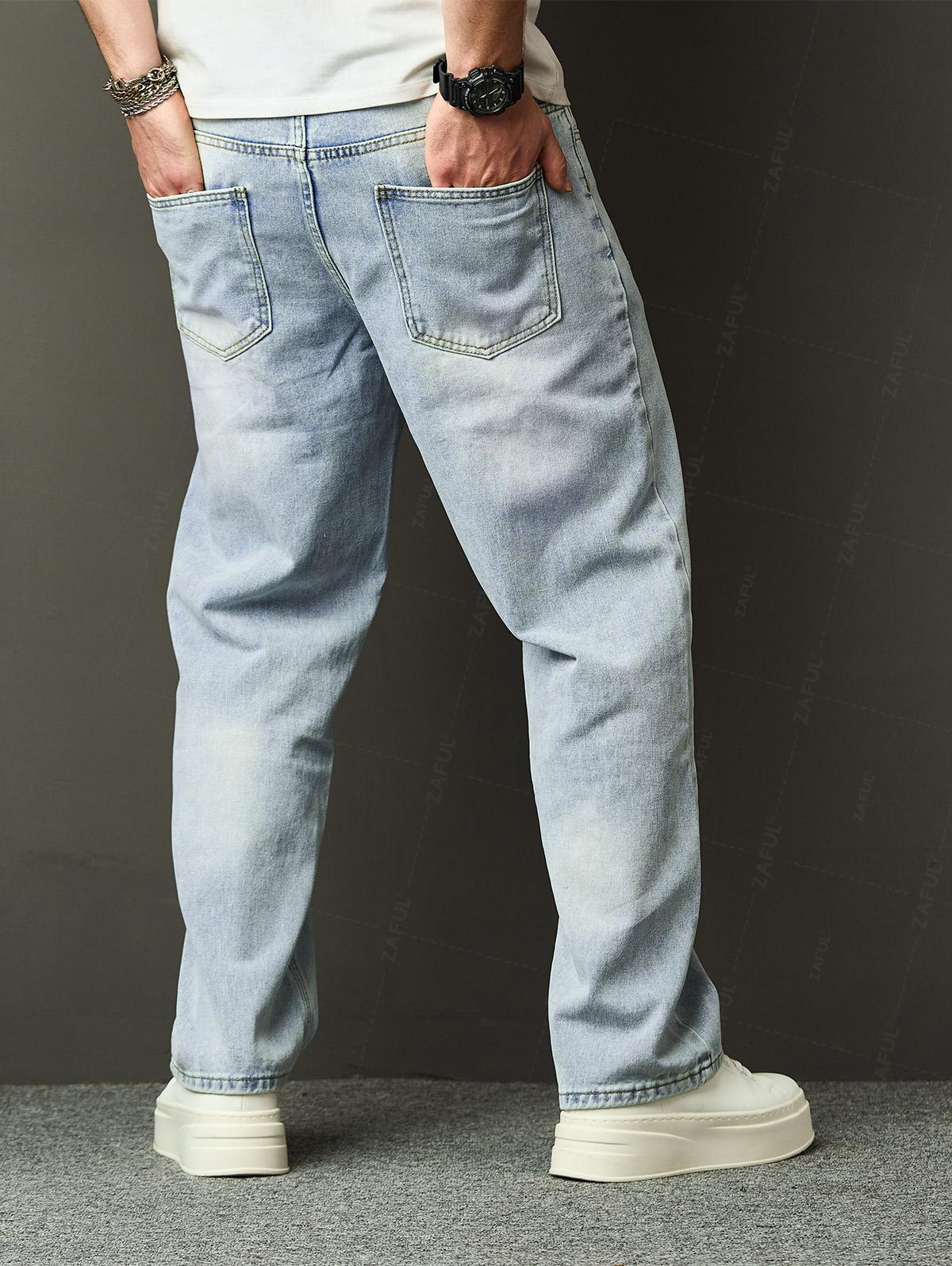 Men's Minimalist Basic Zipper Fly Straight Jeans