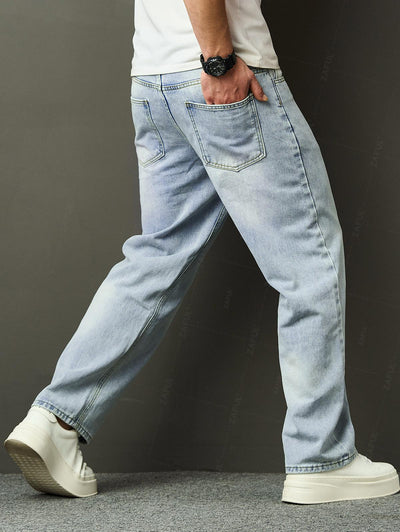 Men's Minimalist Basic Zipper Fly Straight Jeans