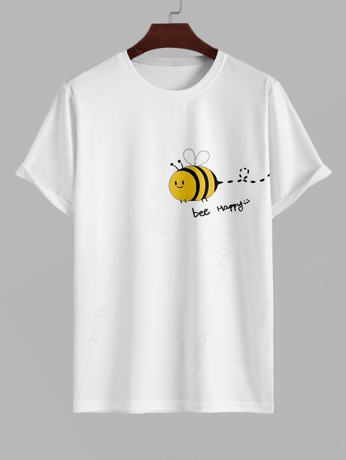 Men's Bee Letter Graphic Printed Short Sleeves T-shirt