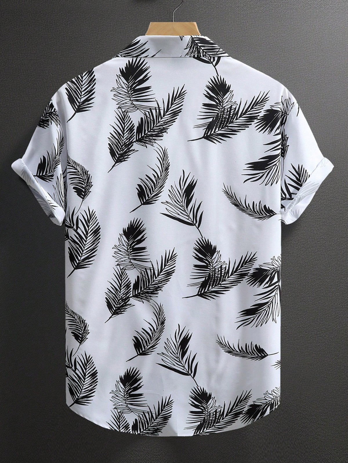 Men's Plant Leaves Graphic Printed Button Short Sleeves Shirt