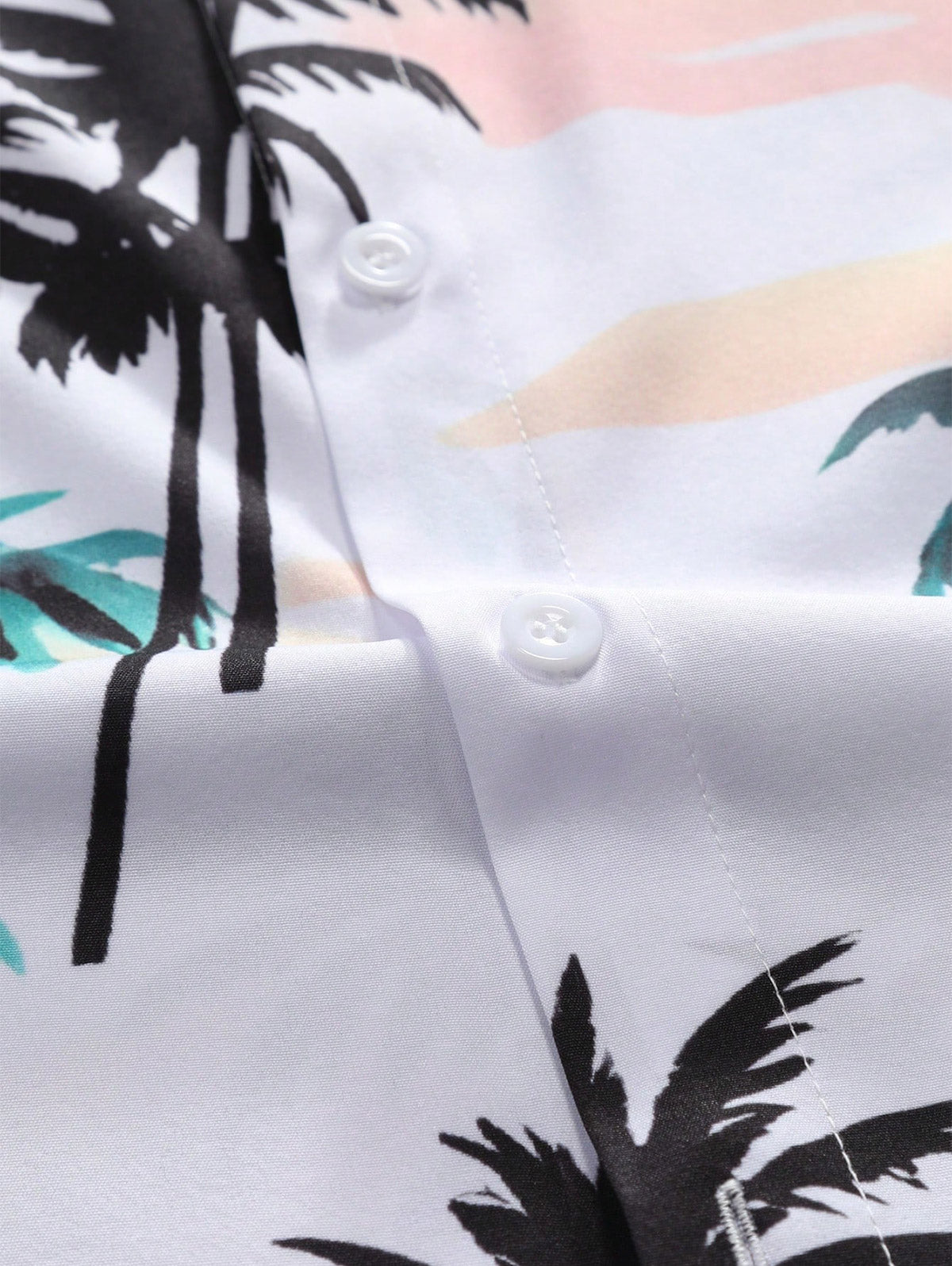 Men's Tropical Coconut Tree Print Hawaiian Summer Casual Beach Vacation Button Short Sleeve Shirt Kosyway