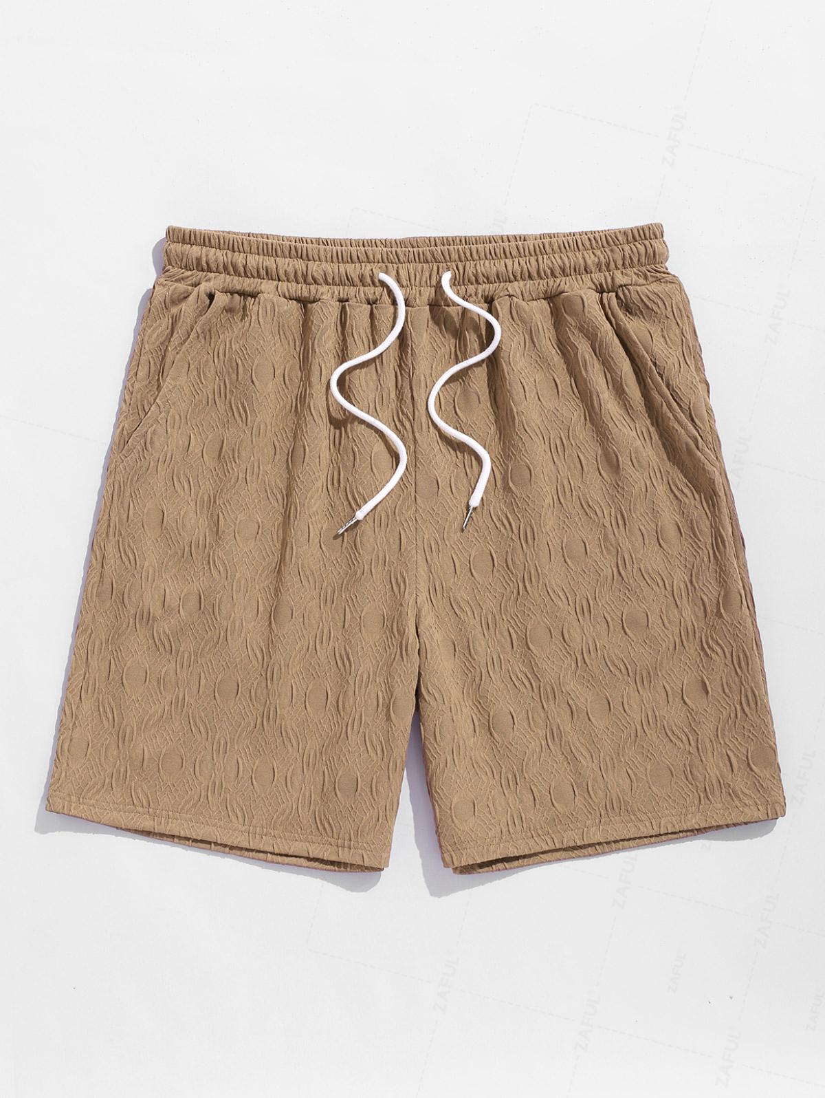 Men's Knitted Jacquard Textured Casual Drawstring Shorts Kosyway