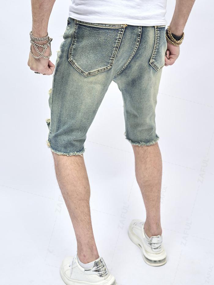 Men's Ripped Distressed Frayed Hem Denim Jean Shorts Kosyway