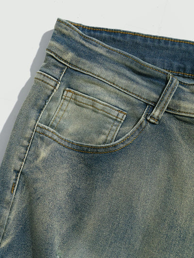 Men's Ripped Distressed Frayed Hem Denim Jean Shorts Kosyway