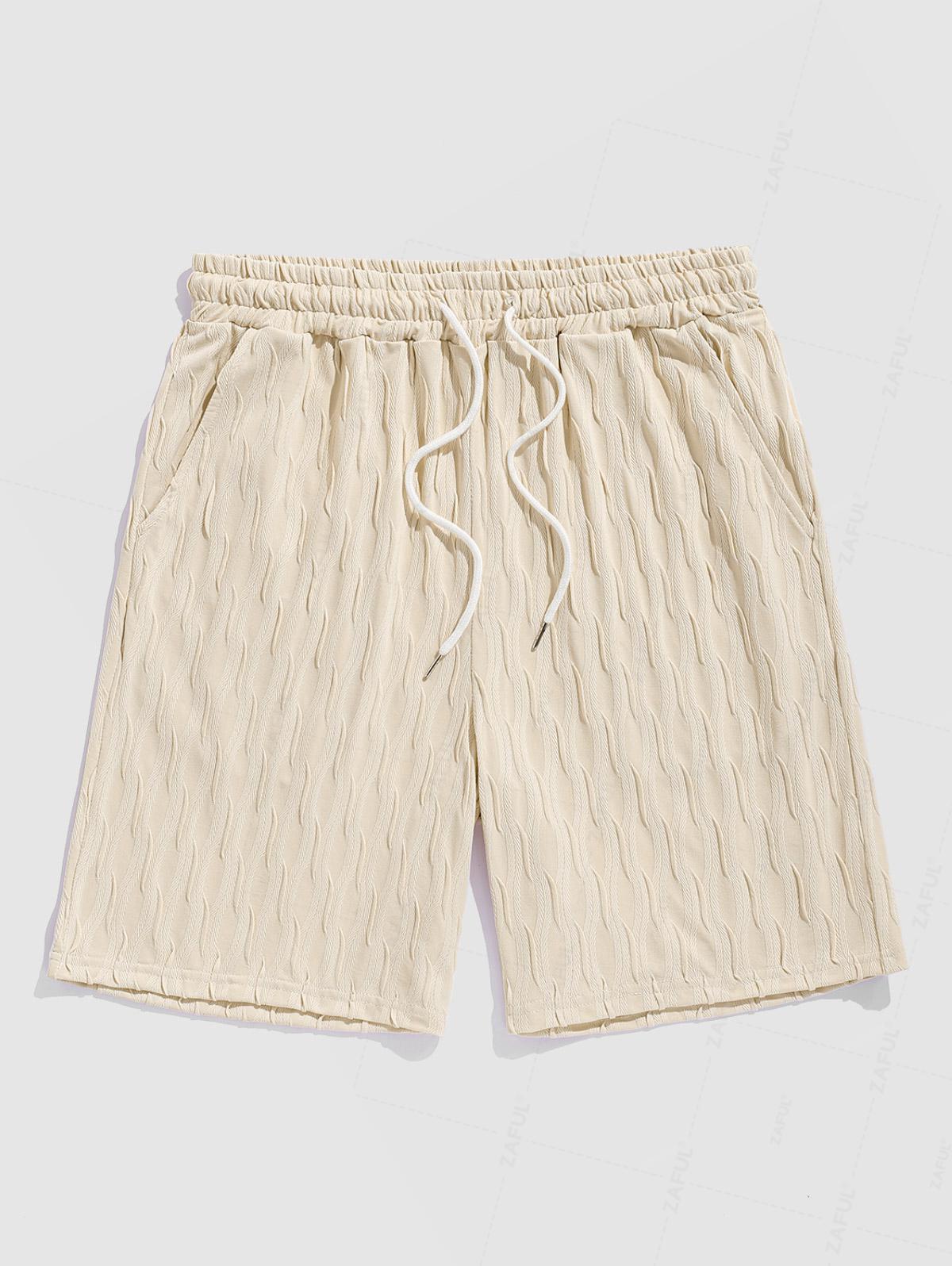 Men's Wave Wrinkles Textured Casual Drawstring Shorts