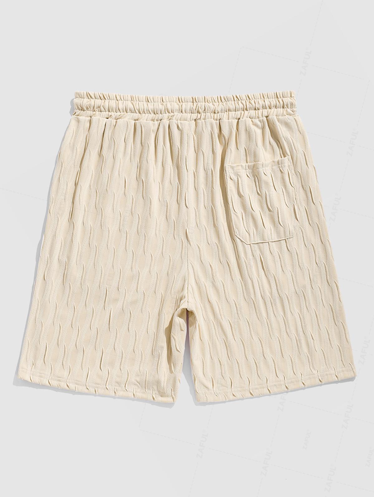 Men's Wave Wrinkles Textured Casual Drawstring Shorts