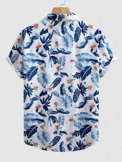 Men's Floral Print Casual Vacation Button Short Sleeves Shirt