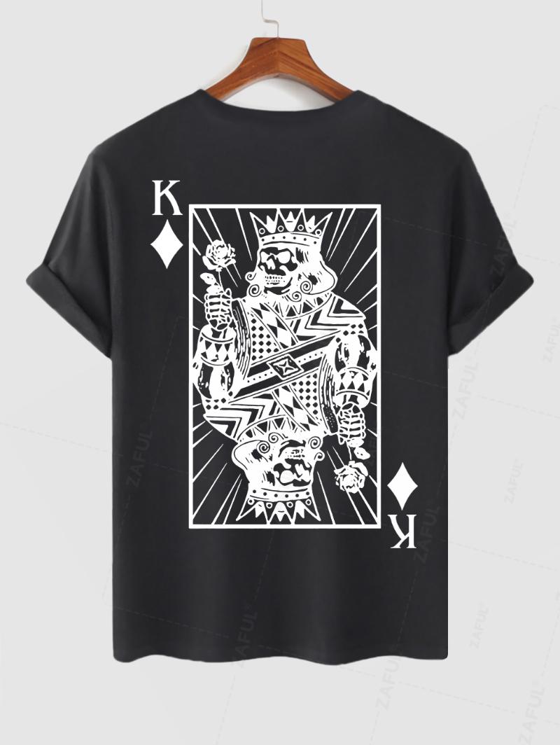 Men's K Playing Card Graphic Printed Short Sleeves T-shirt Kosyway