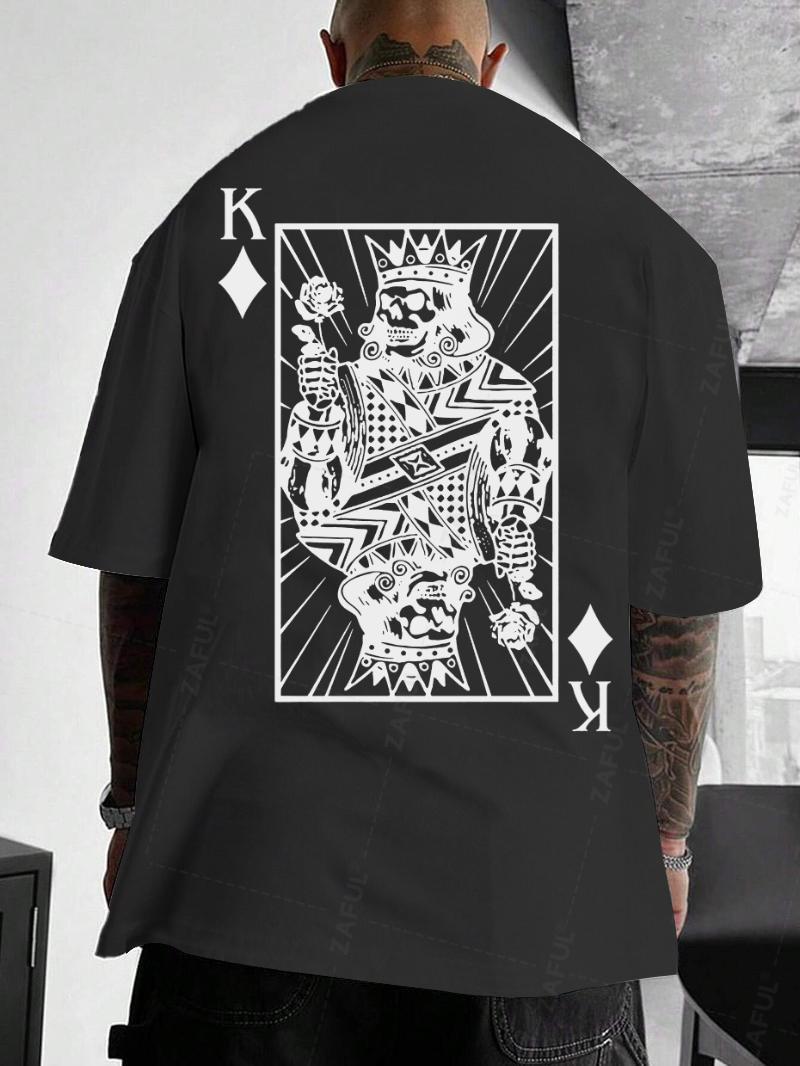 Men's K Playing Card Graphic Printed Short Sleeves T-shirt Kosyway