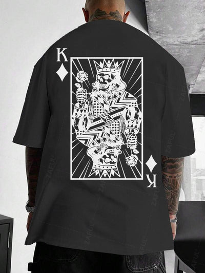 Men's K Playing Card Graphic Printed Short Sleeves T-shirt