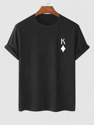 Men's K Playing Card Graphic Printed Short Sleeves T-shirt