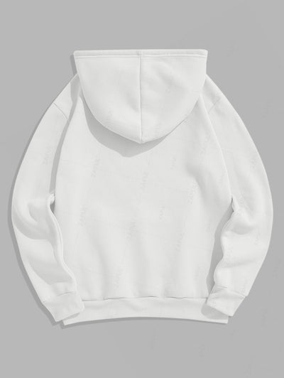 Men's Minimalist Style Letter Pattern Fuzzy Fleece-lined Kangaroo Pocket Design Pullover Hoodie