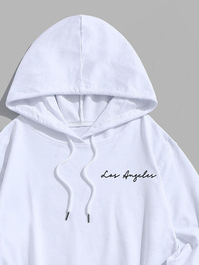 Men's Los Angeles Letter Printed Kangaroo Pocket Pullover Hoodie