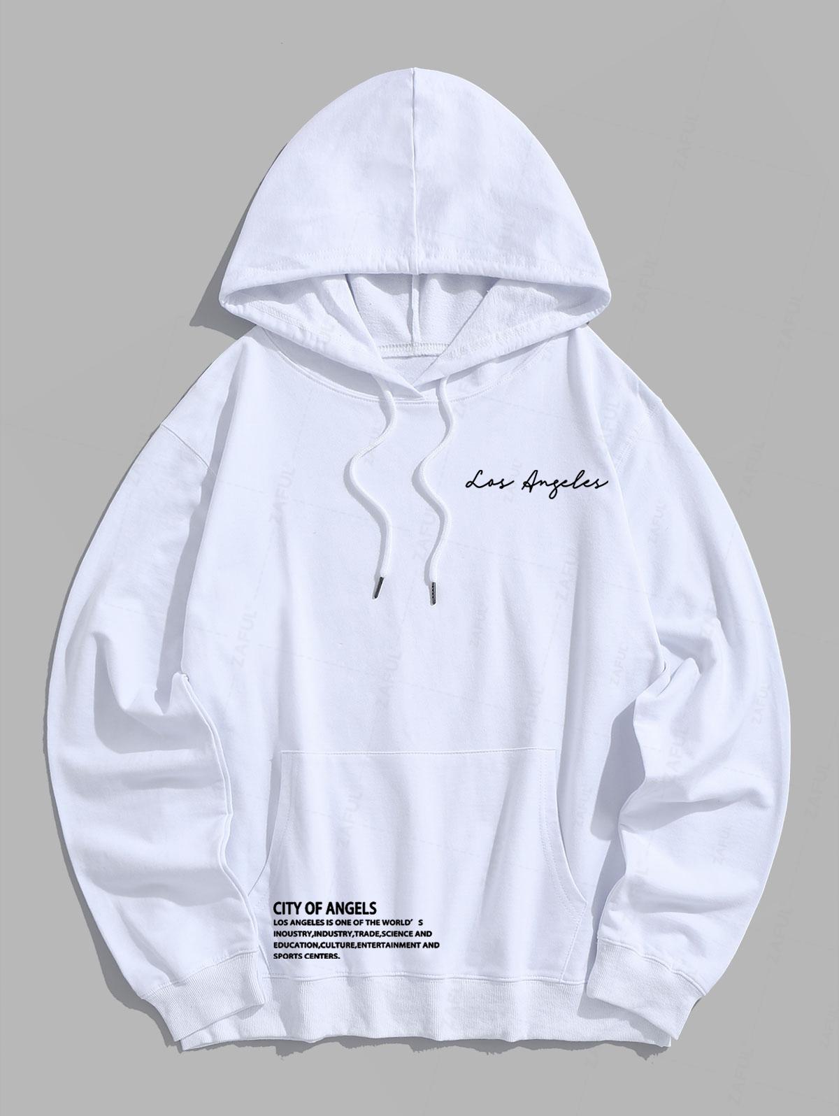 Men's Los Angeles Letter Printed Kangaroo Pocket Pullover Hoodie