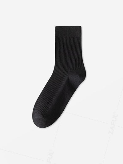 Men's Casual Solid Color Ribbed Anti-pilling Crew Socks