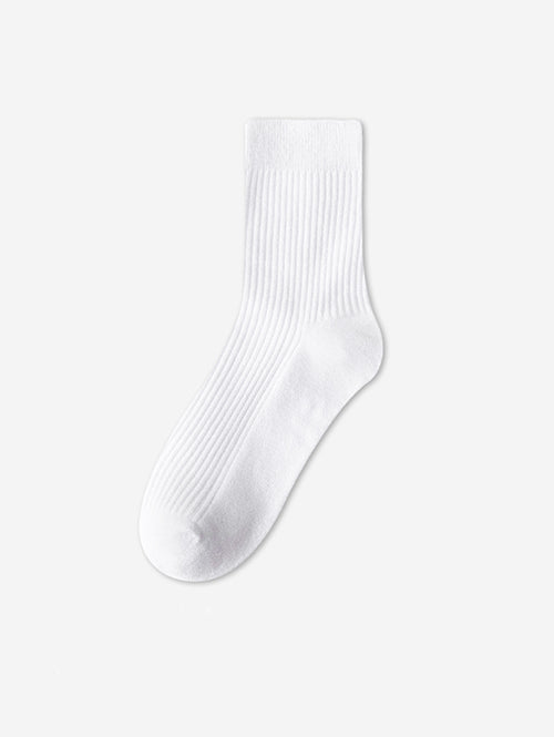 Men's Casual Solid Color Ribbed Anti-pilling Crew Socks