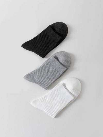 Men's Casual Solid Color Ribbed Anti-pilling Crew Socks