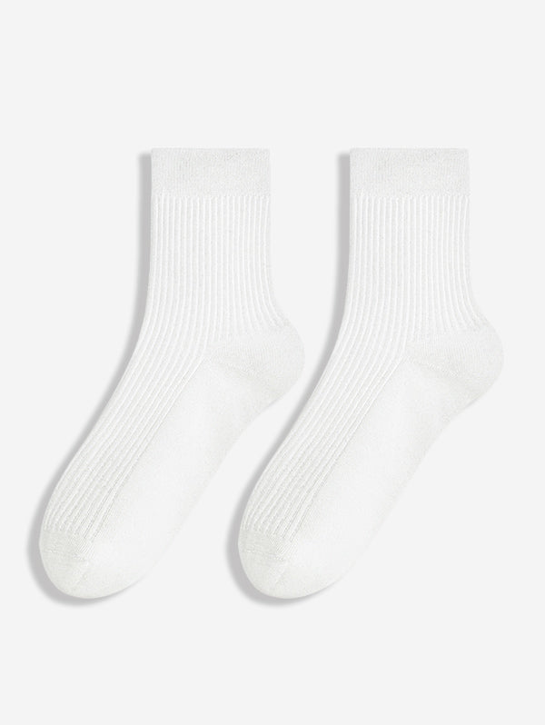 Men's Casual Solid Color Ribbed Anti-pilling Crew Socks