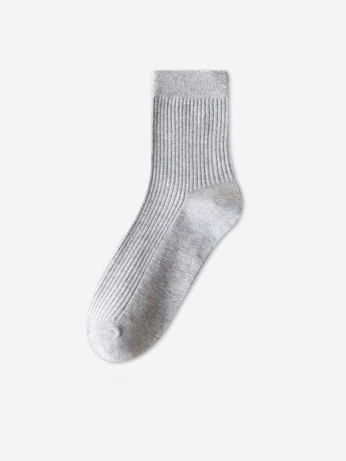 Men's Casual Solid Color Ribbed Anti-pilling Crew Socks