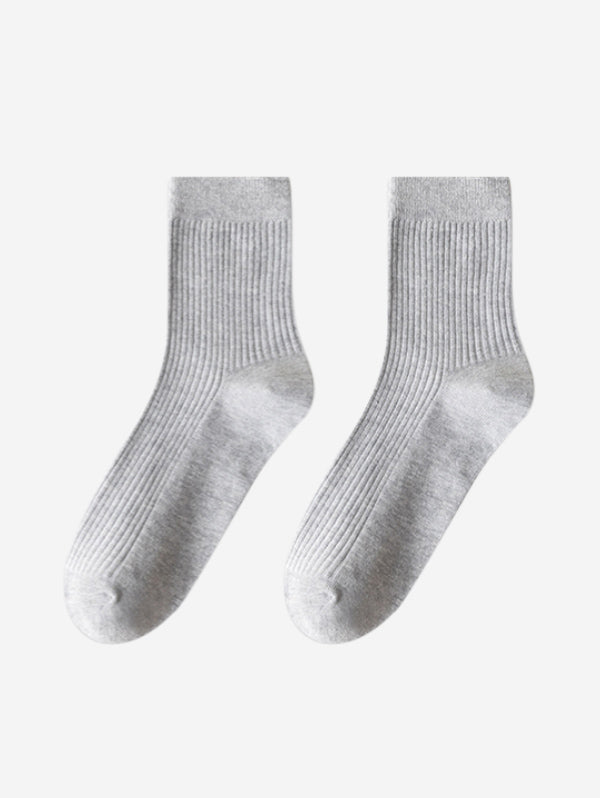 Men's Casual Solid Color Ribbed Anti-pilling Crew Socks