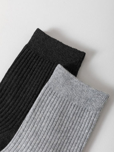 Men's Casual Solid Color Ribbed Anti-pilling Crew Socks