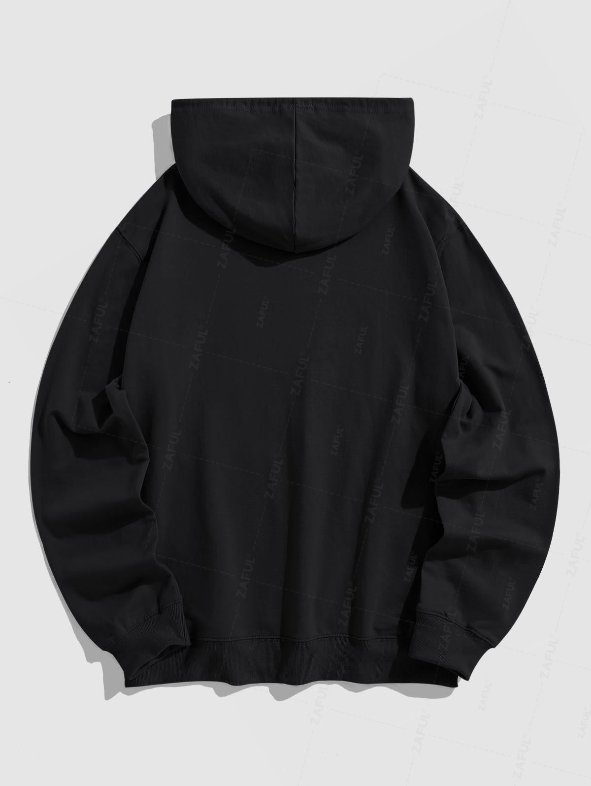 Men's Casual Letter Pattern Kangaroo Pocket Pullover Hoodie