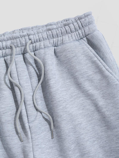 Men's Casual Letter Pattern Fuzzy Fleece-lined Drawstring Jogger Sweatpants(2PCS Set)