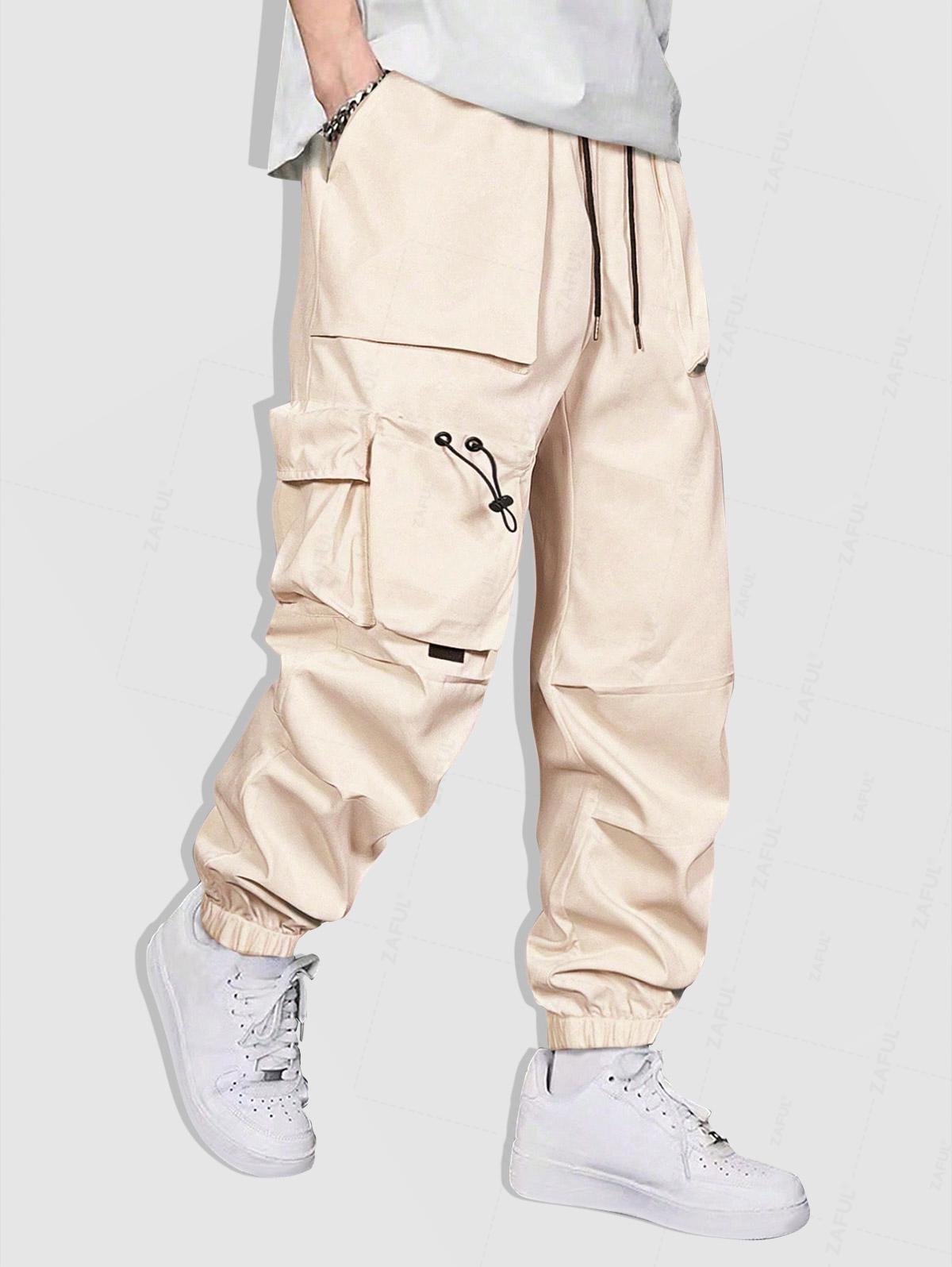 Men's Casual Streetwear Pocket Side Drawstring Beam Feet Cargo Pants