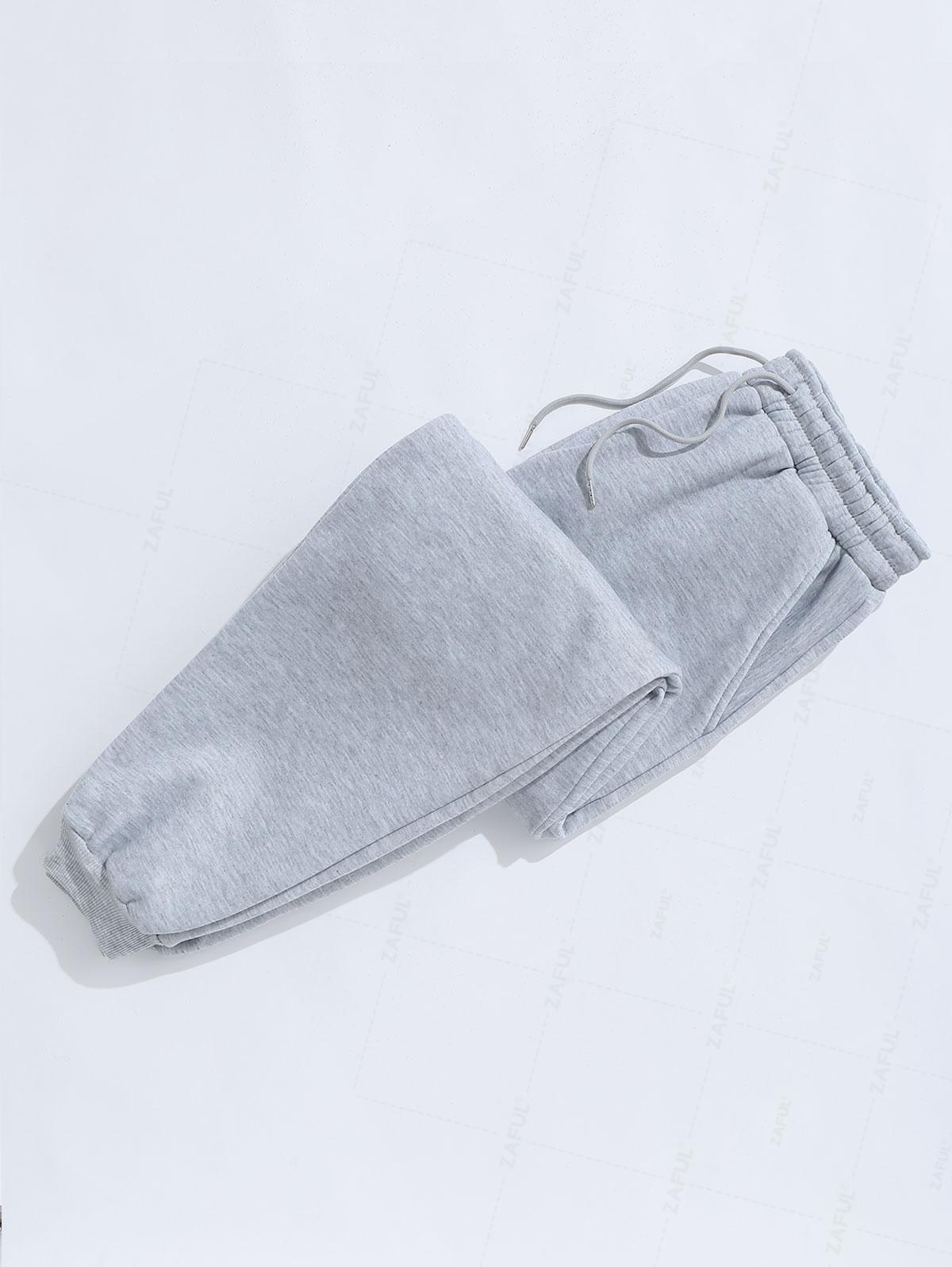 Men's Minimalist Style Bird Pattern Fuzzy Fleece-lined Drawstring Jogger Sweatpants